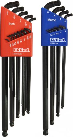 EKLIND 17222 Double-Ball-Hex L-Key allen wrench Combo- Extra Long Inch / MM (2 sets 22pc) Pack of 1, Sae & Metric