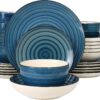 Elama Gia 24 Piece Round Stoneware Dinnerware Set in Dark Blue