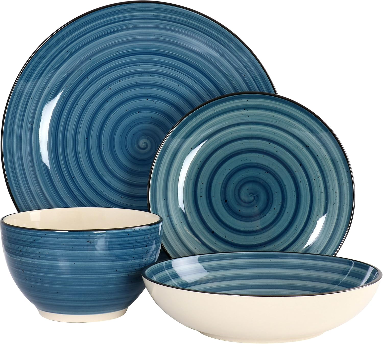 Elama Gia 24 Piece Round Stoneware Dinnerware Set in Dark Blue1