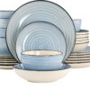 Elama Gia 24 Piece Round Stoneware Dinnerware Set in Light Blue