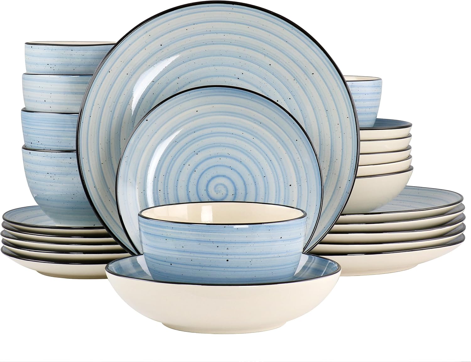 Elama Gia 24 Piece Round Stoneware Dinnerware Set in Light Blue Elama Gia 24 Piece Round Stoneware Dinnerware Set in Light Blue