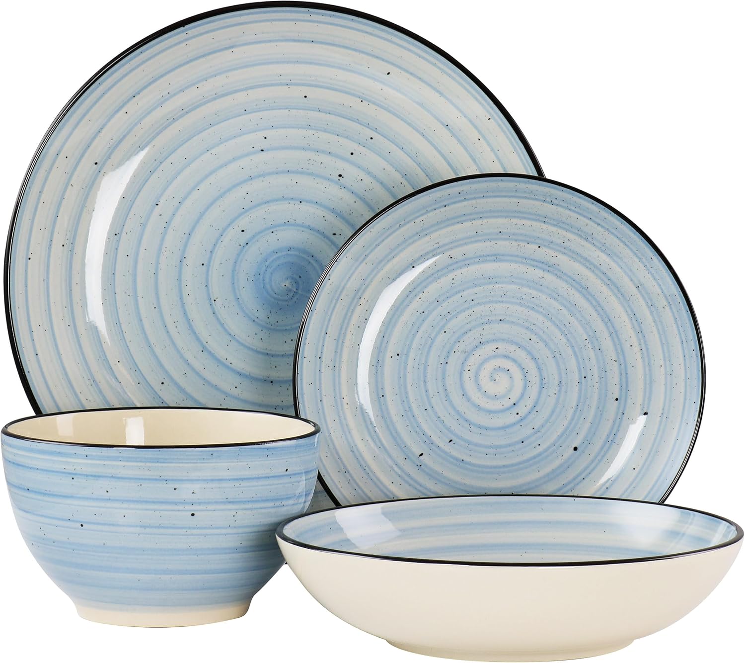 Elama Gia 24 Piece Round Stoneware Dinnerware Set in Light Blue1