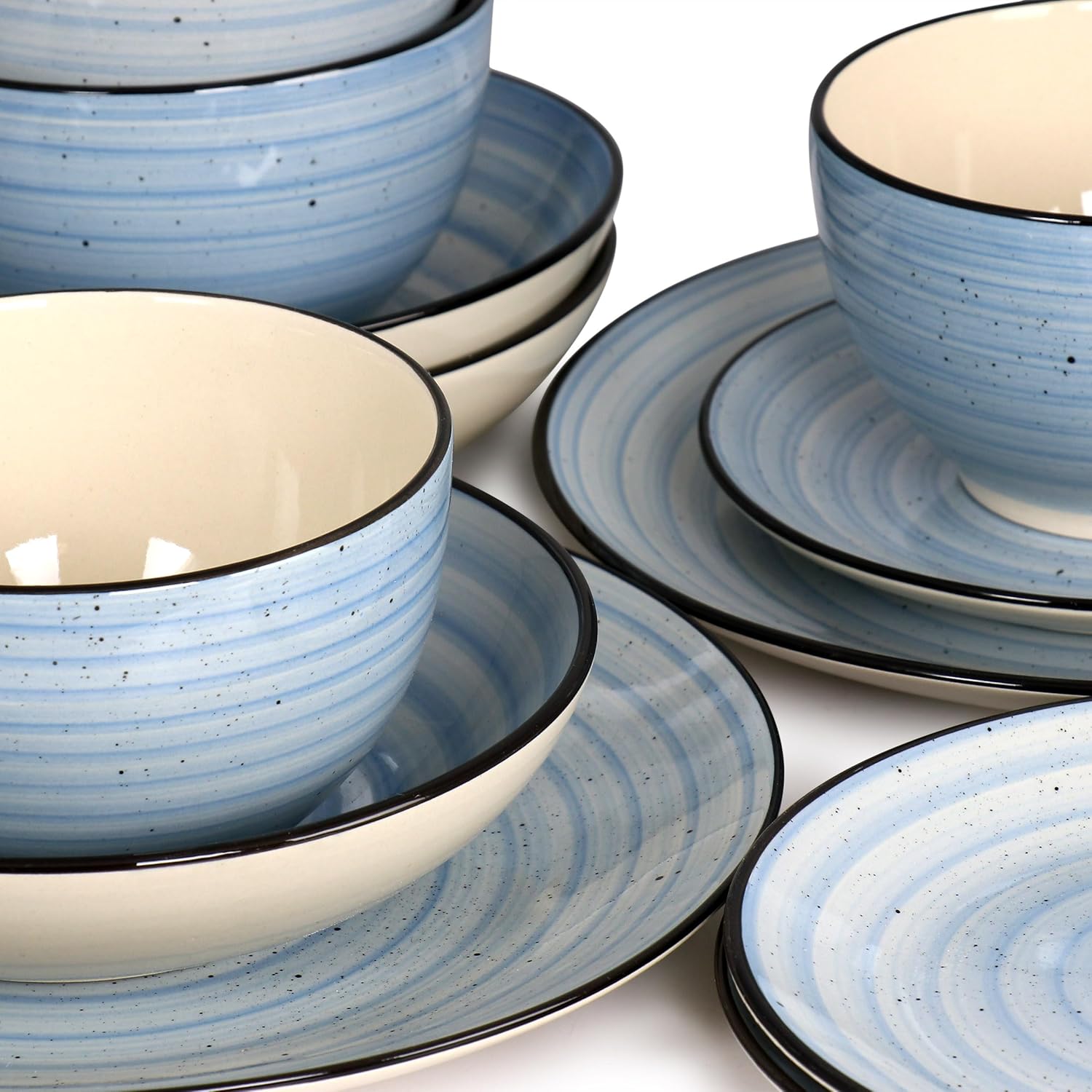 Elama Gia 24 Piece Round Stoneware Dinnerware Set in Light Blue8