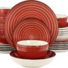 Elama Gia 24 Piece Round Stoneware Dinnerware Set in Red