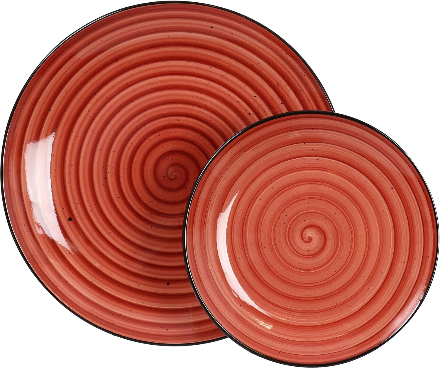 Elama Gia 24 Piece Round Stoneware Dinnerware Set in Red3