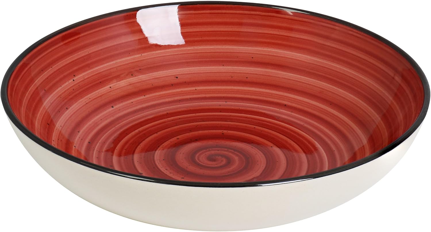 Elama Gia 24 Piece Round Stoneware Dinnerware Set in Red6