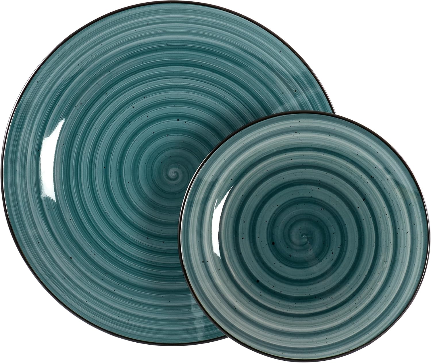 Elama Gia 24 Piece Stoneware Dinnerware Set (Dark Green)3