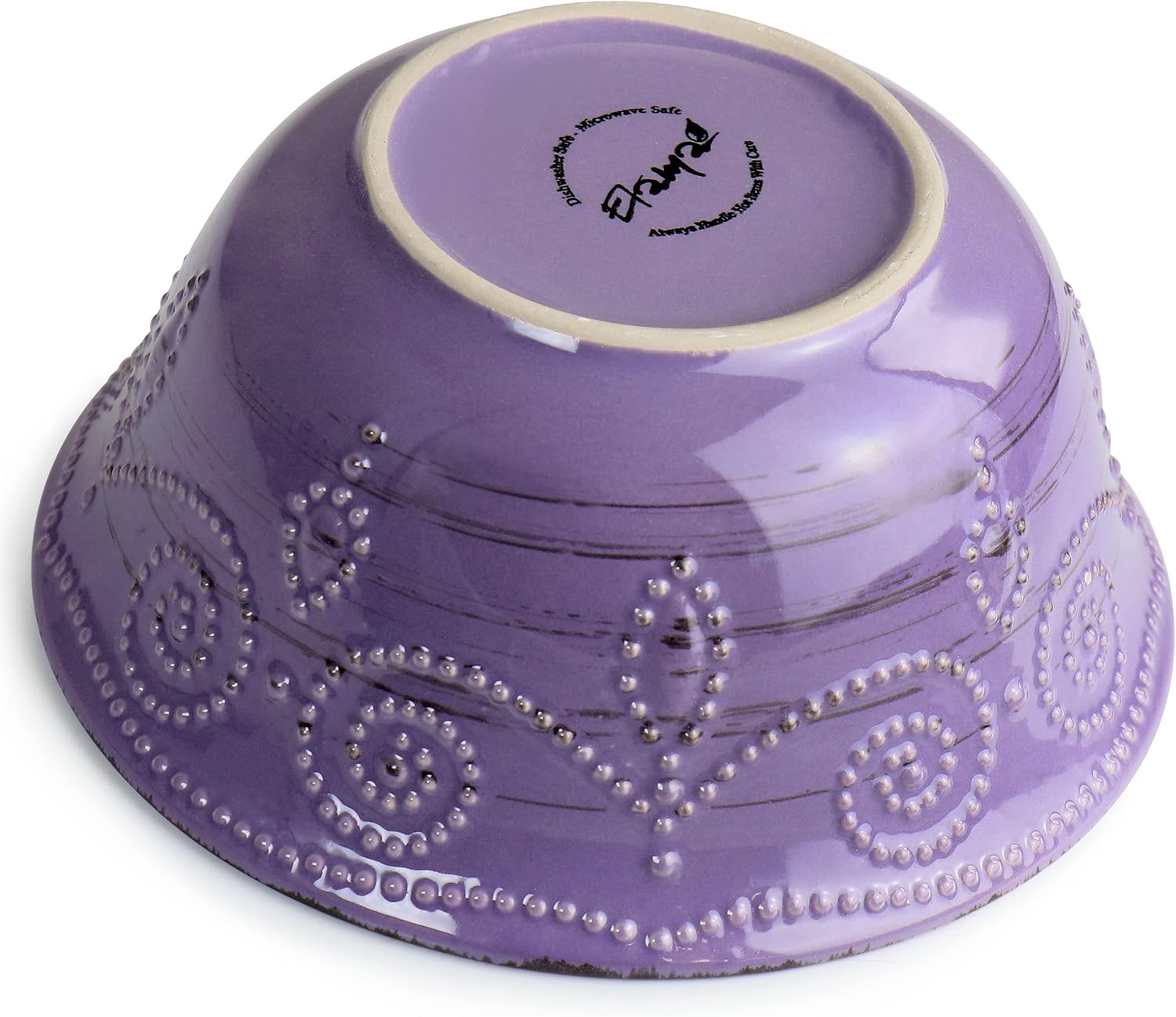 Elama Rustic Birch 16 Piece Stoneware Dinnerware Set in Purple, Purple with Brown Accents, (EL-RUSTICBIRCH)90