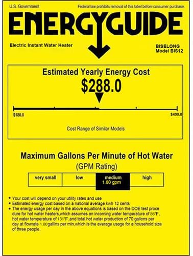 Electric Tankless Water Heater, 12KW, 240V Endless Automatic Regulation of Hot Water On Demand, Memory Function to Save Energy, Small, Can Be Installed Anywhere, Suitable for 2 Showers0