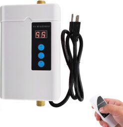 Electric Tankless Water Heater, 3000w Under Sink On Demand Instant Hot Water Heater with Remote,110V Digital Display for Kitchen Bathroom Washing