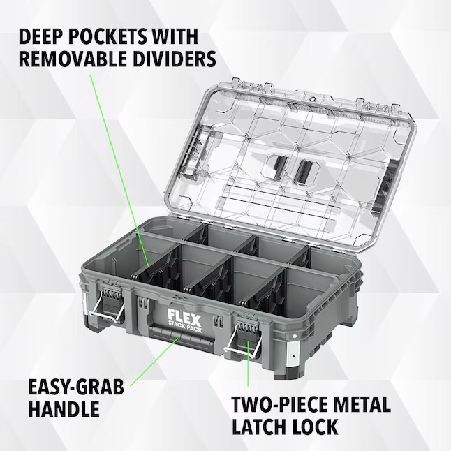 FLEX FS1303 STACK PACK 15.6-in W x 8-in H x 22-in D Polypropylene Tool Box0_11zon