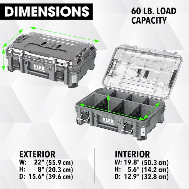 FLEX FS1303 STACK PACK 15.6-in W x 8-in H x 22-in D Polypropylene Tool Box11_11zon