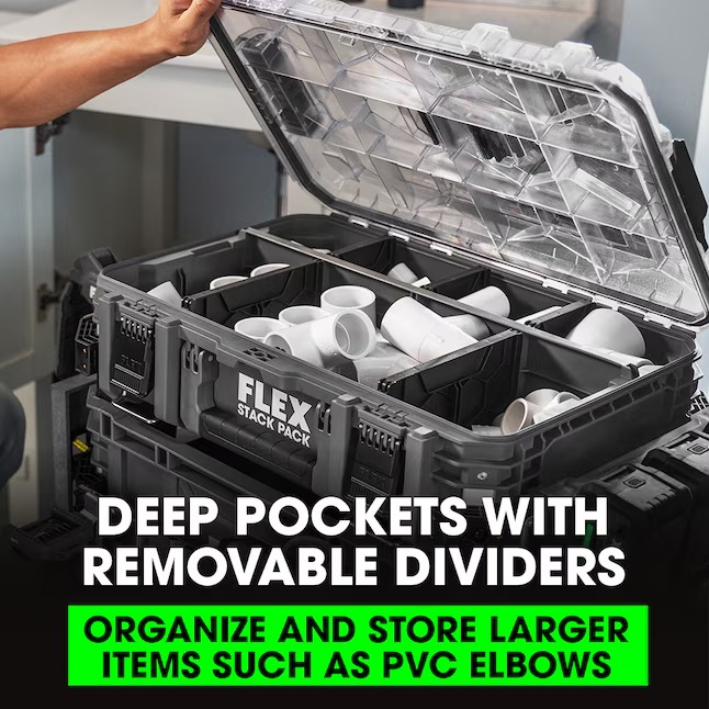 FLEX FS1303 STACK PACK 15.6-in W x 8-in H x 22-in D Polypropylene Tool Box2_11zon