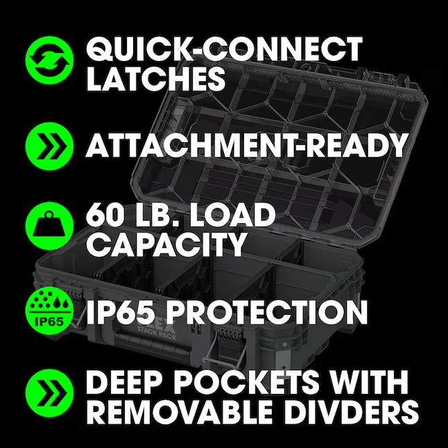 FLEX FS1303 STACK PACK 15.6-in W x 8-in H x 22-in D Polypropylene Tool Box6_11zon