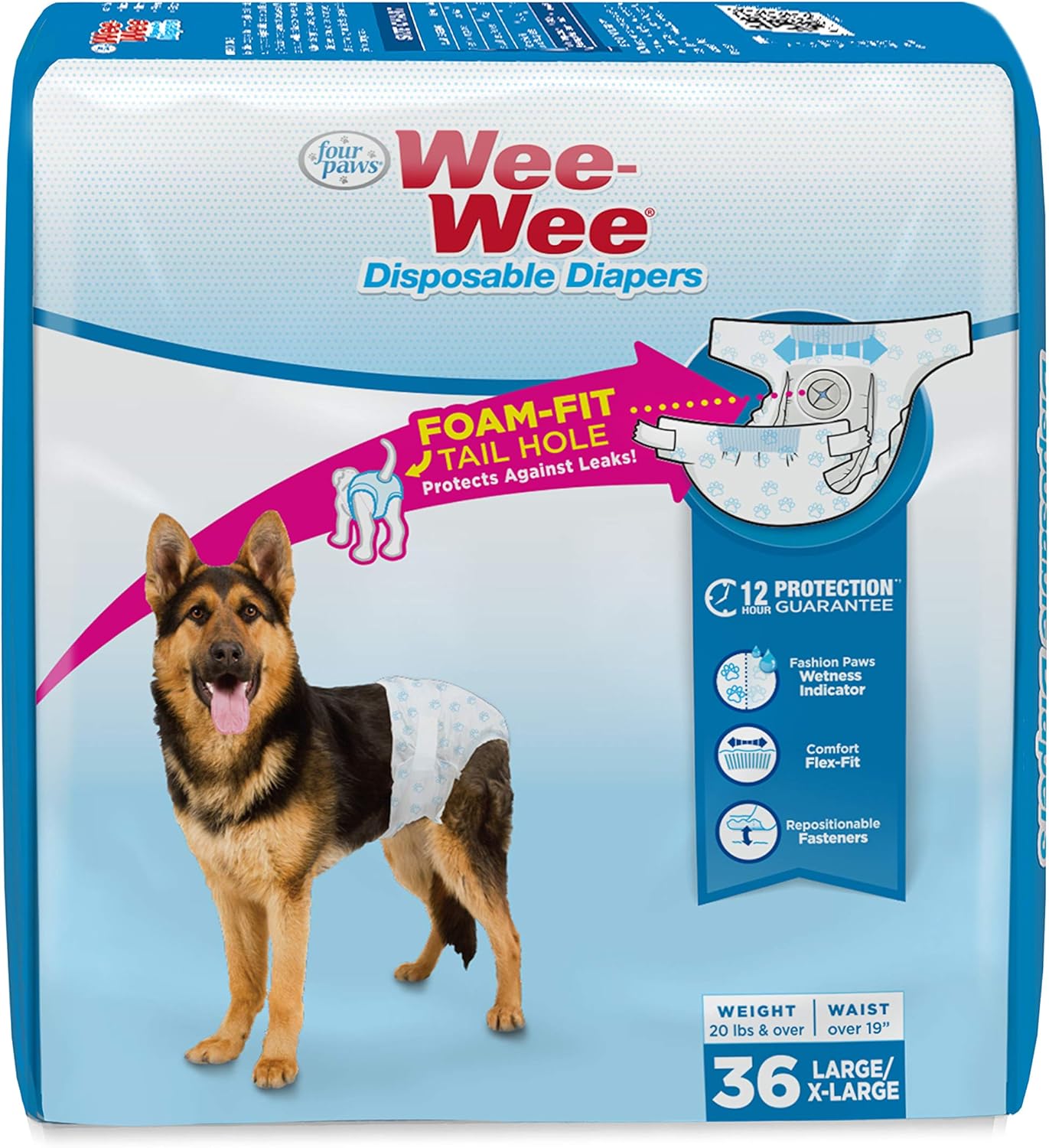 Four Paws Wee-Wee Super Absorbent Disposable Dog Diapers, Large (36 Count) Four Paws Wee-Wee Super Absorbent Disposable Dog Diapers, Large (36 Count)