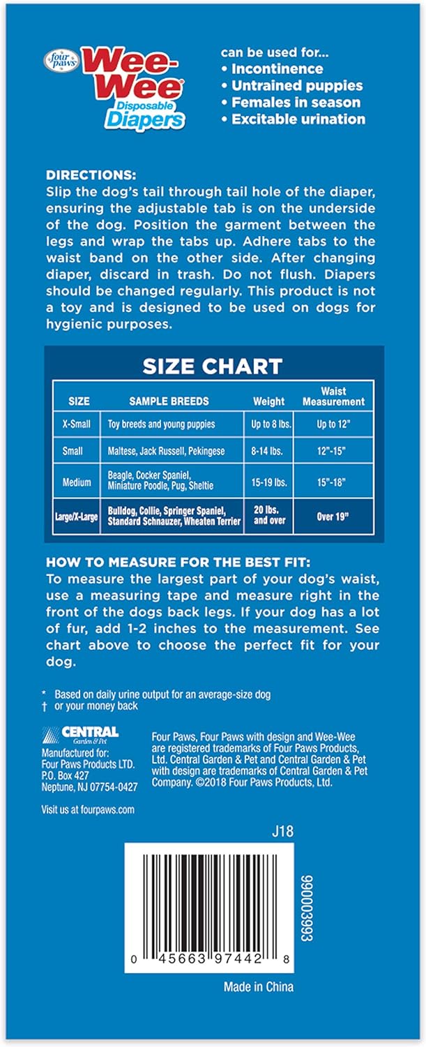 Four Paws Wee-Wee Super Absorbent Disposable Dog Diapers, Large (36 Count)7