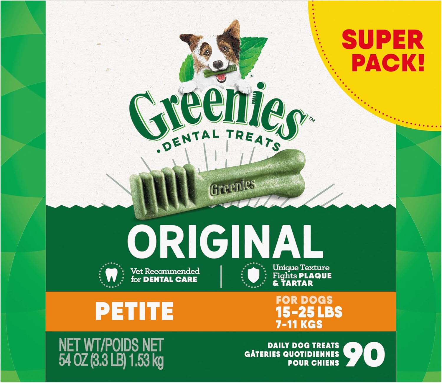 Greenies Original Petite Natural Dental Care Dog Treats, 54 oz. Pack (90 Treats) Greenies Original Petite Natural Dental Care Dog Treats, 54 oz. Pack (90 Treats)