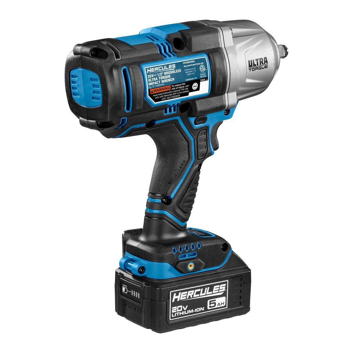 HERCULES HCB85K1 20V Brushless Cordless 1 2 in. Ultra Torque Impact Wrench Kit with 5 Ah Battery and Charger5