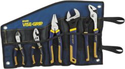 IRWIN VISE-GRIP Pliers Set with Tool Wrap, 5-Piece (2078708), Blue