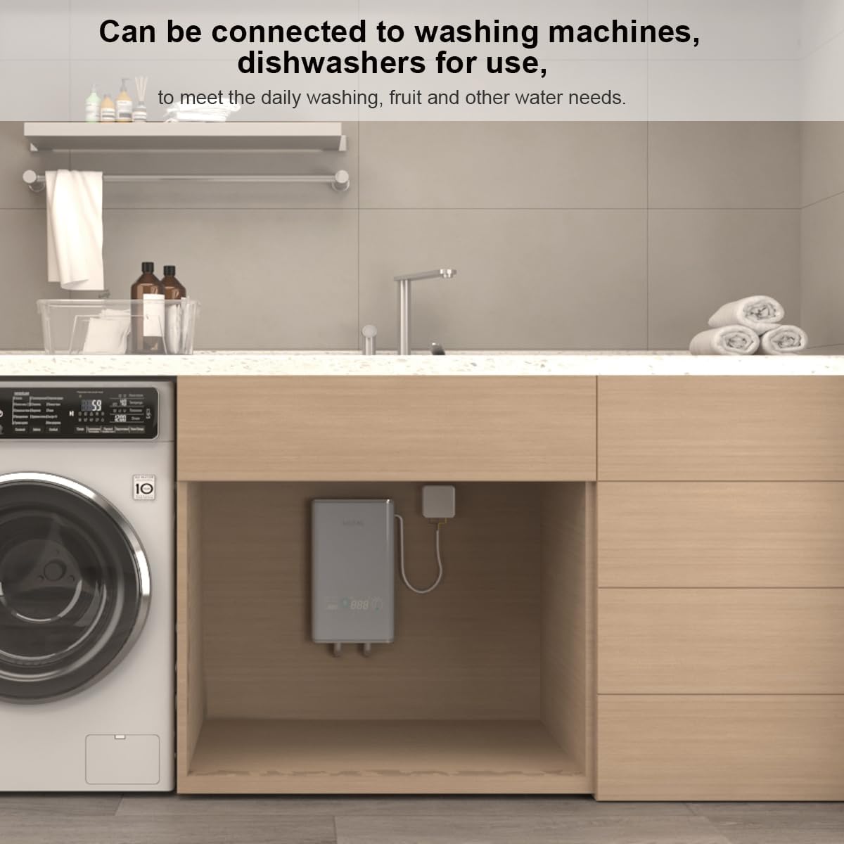 Instant Hot Electric Tankless Water Heater 220 240V, Small Wall Mounted Compact, Suitable for Kitchen and Bathroom Counter Cabinets and Sinks,Not Suitable for Winter Bathing 9Kw67