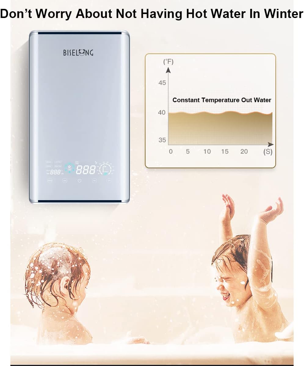 Instant Hot Electric Tankless Water Heater 220 240V, Small Wall Mounted Compact, Suitable for Kitchen and Bathroom Counter Cabinets and Sinks,Not Suitable for Winter Bathing 9Kw7