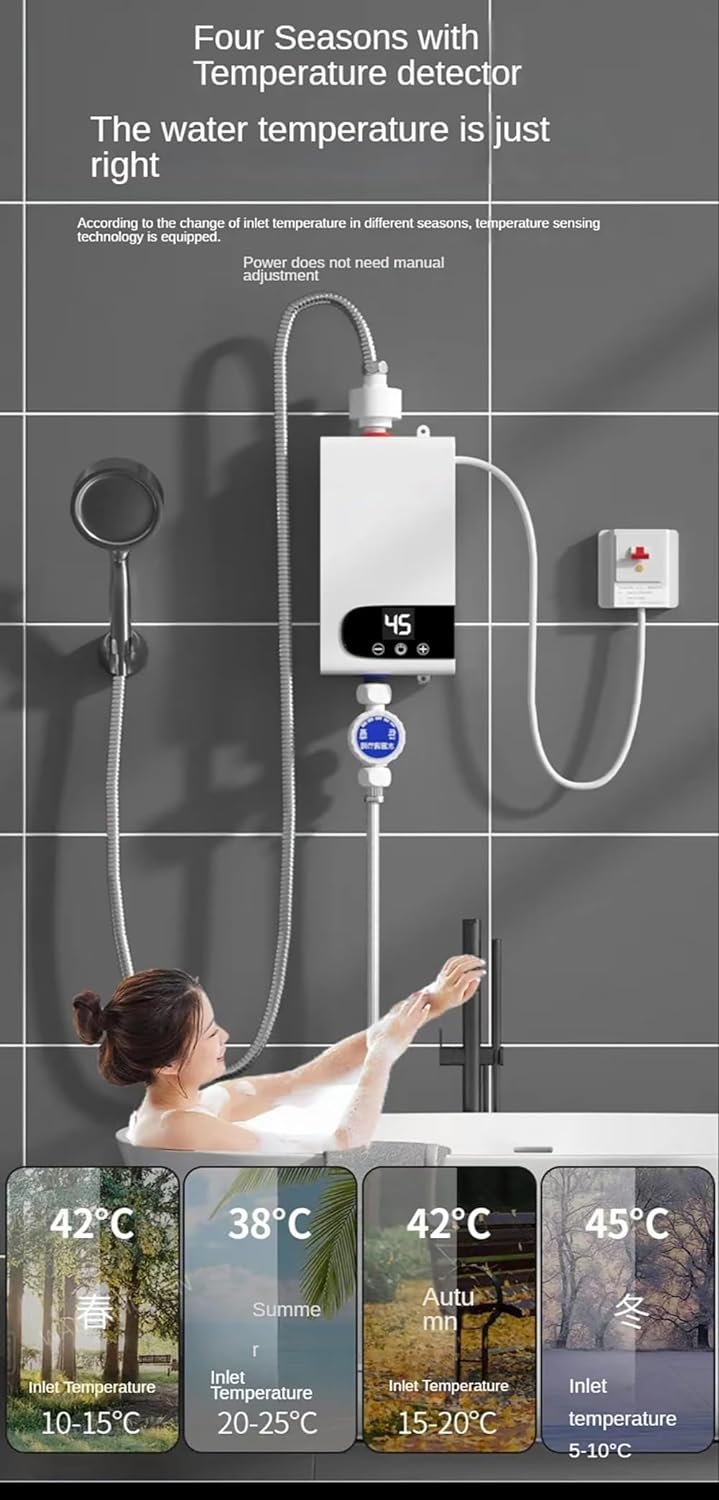Instant Water Heater Bathroom Kitchen Wall Mounted Electric Water Heater LCD Water Heater for Bathroom Hot Water Shower and Home Kitchen Heating1
