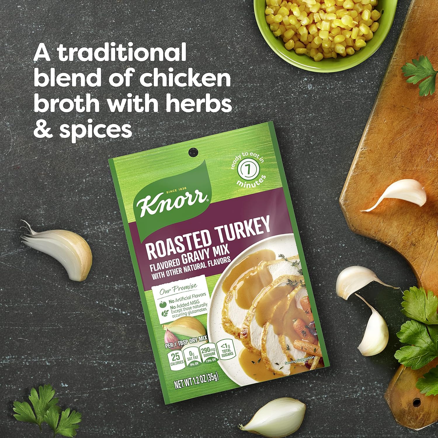 Knorr Turkey Gravy Mix For Delicious Easy Meals and Side Dishes Roasted Turkey Sauce and Gravy With No Artificial Flavors, No Added MSG 1.2 oz, Pack of 246