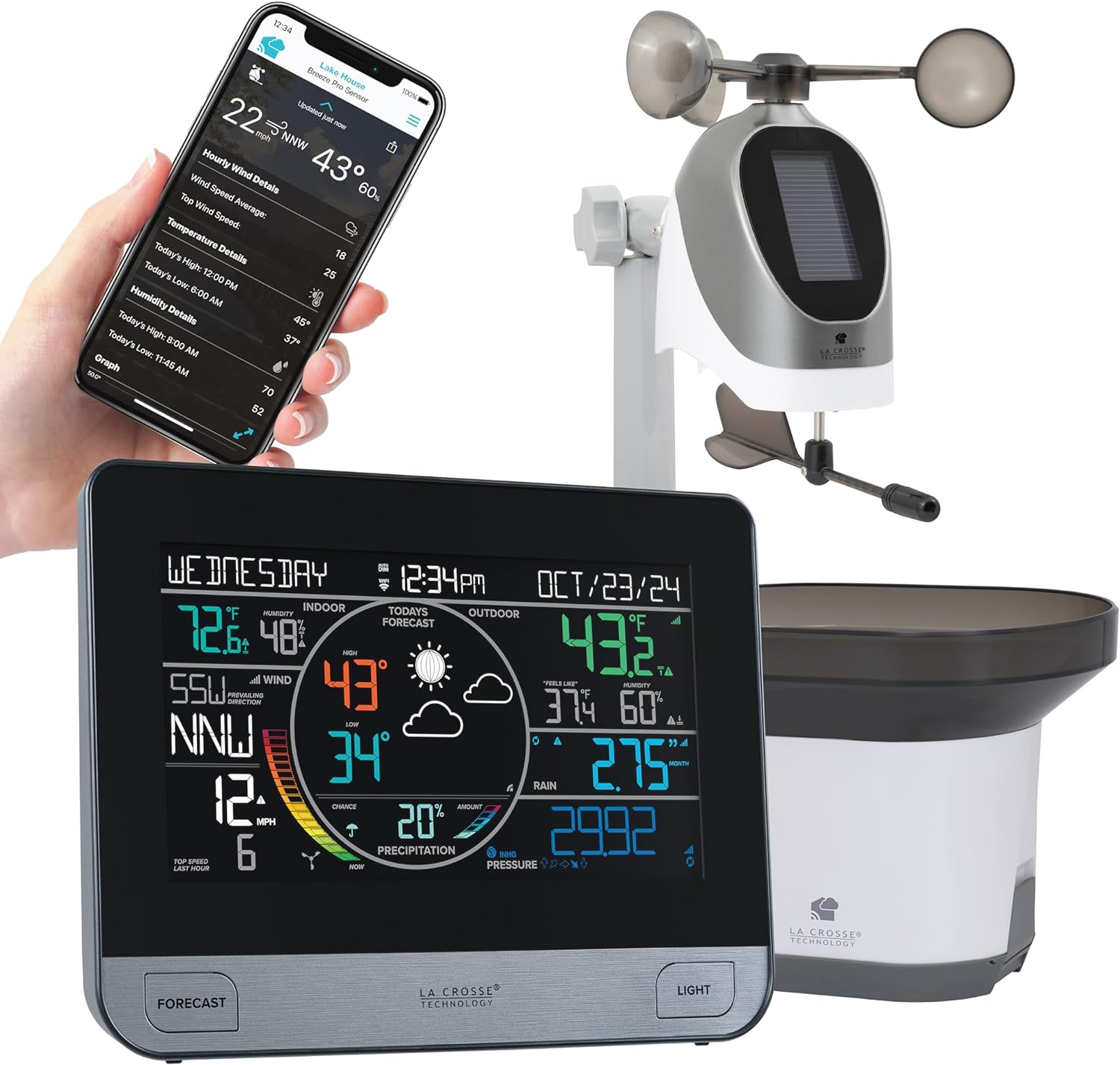 La Crosse Technology 328-69357-INT Wi-Fi Professional Weather Station, Black La Crosse Technology 328-69357-INT Wi-Fi Professional Weather Station, Black