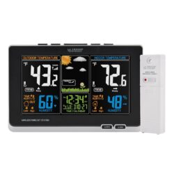 La Crosse Technology Advanced Weather Station with Full-Color LCD & Atomic Time - Monitor Indoor Outdoor Conditions with Temperature Alerts and Humidity Readings with Transmission Range of 300 Feet