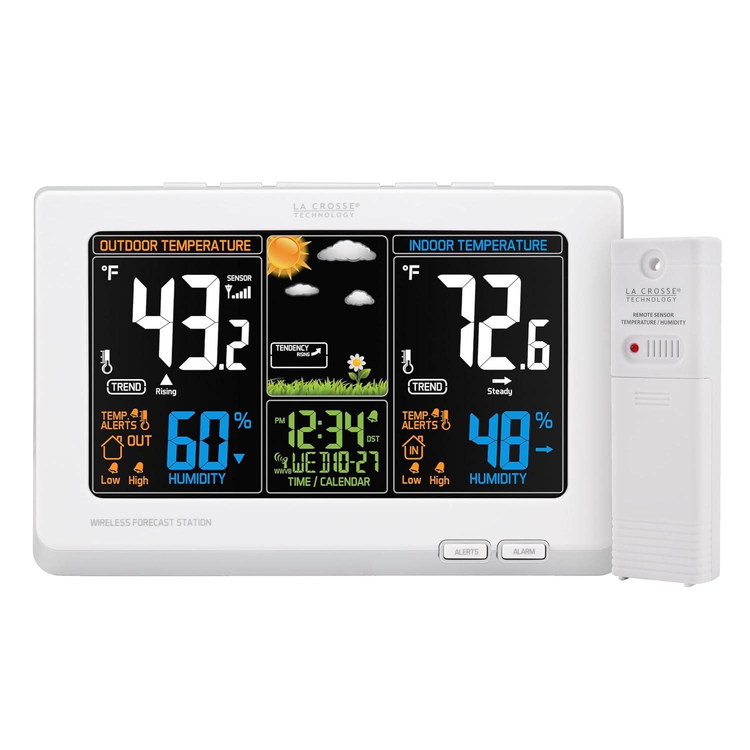 La Crosse Technology Wireless Atomic Digital Color Forecast Station with Alerts, White (308-1414W) La Crosse Technology Wireless Atomic Digital Color Forecast Station with Alerts, White (308-1414W)