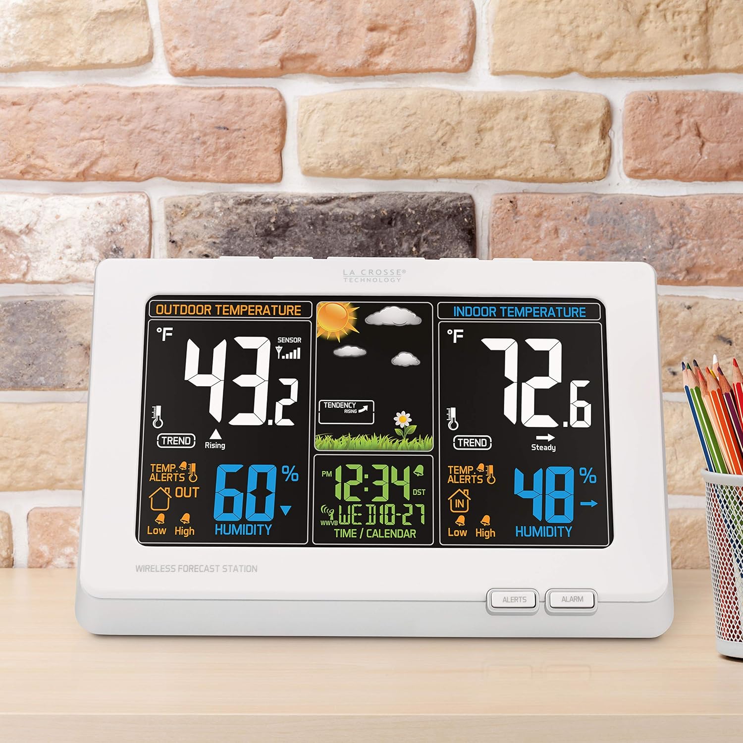 La Crosse Technology Wireless Atomic Digital Color Forecast Station with Alerts, White (308-1414W)6