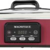 MAGNIFIQUE Small 4 Quart Casserole Programmable Slow Cooker with Ceramic Baking Dish - Perfect Kitchen Small Appliance for Family Dinners, Oven Safe and Durable Bakeware for Lasagna, Roasts (Red)