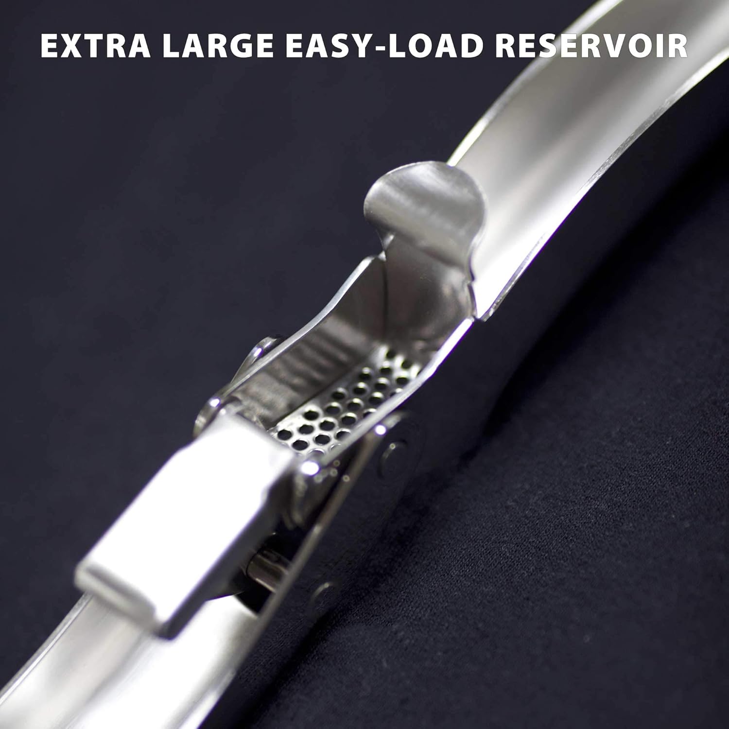 MANNKITCHEN Stainless Steel Garlic Press, Heavy Duty Professional Grade Double Lever-Assisted Garlic Mincer with High Capacity Reservoir - Easy to Clean and Rust Free Garlic Crusher5