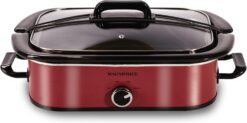 Magnifique 4-Quart Slow Cooker with Casserole Manual Warm Setting - Perfect Kitchen Small Appliance for Family Dinners, Dishwasher Safe Crock, Red