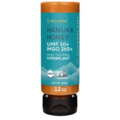 Melora Manuka Honey New Zealand Raw Honey | Pure, Unfiltered, Unpasteurized Honey | Organic Squeeze Bottle | UMF 10+ | MGO 265+ | 12 oz