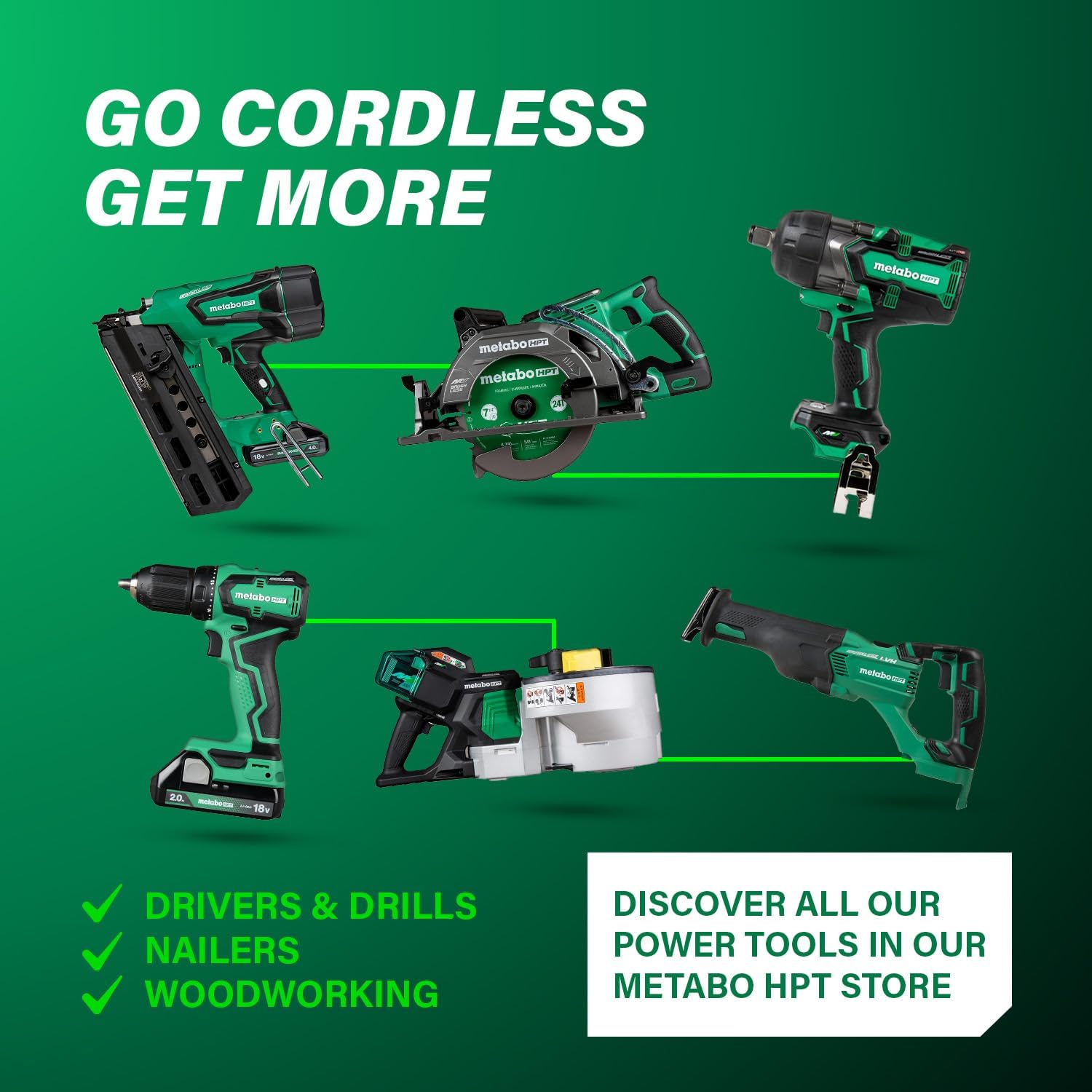 Metabo HPT 10-Inch Compound Miter Saw, 15-Amp Power Saw with Large 10-Inch Table, Precision Miter Angles, Single Bevel 0-45°, 24T TCT Blade, Positive Stops, Lightweight Design, C10FCGS12