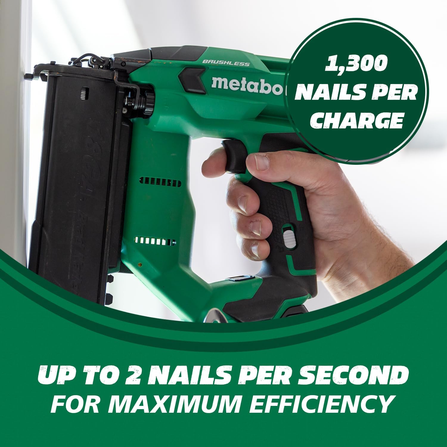 Metabo HPT 18V MultiVolt Brushless Compact Cordless Brad Nailer Kit, 18 Gauge Cordless Nailer with 2.0Ah Lithium Ion Battery, Drives 5 8 to 2 Brad Nails, Lifetime Warranty NT1850DFT0