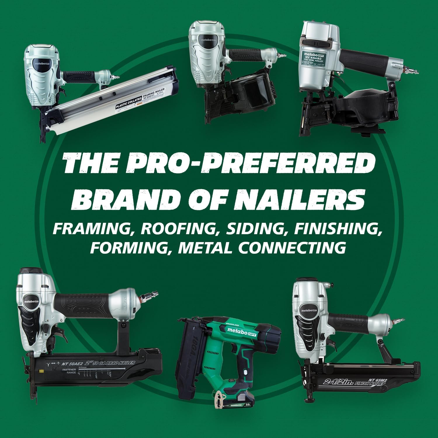 Metabo HPT 18V MultiVolt Brushless Compact Cordless Brad Nailer Kit, 18 Gauge Cordless Nailer with 2.0Ah Lithium Ion Battery, Drives 5 8 to 2 Brad Nails, Lifetime Warranty NT1850DFT16