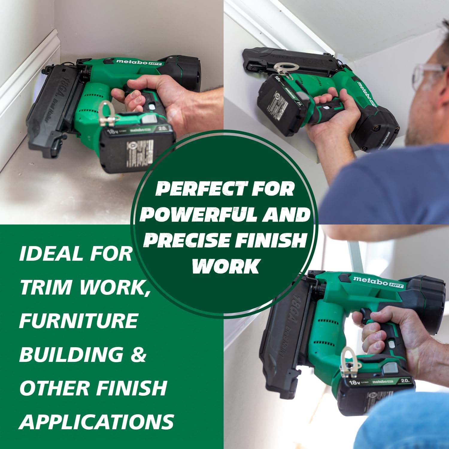 Metabo HPT 18V MultiVolt Brushless Compact Cordless Brad Nailer Kit, 18 Gauge Cordless Nailer with 2.0Ah Lithium Ion Battery, Drives 5 8 to 2 Brad Nails, Lifetime Warranty NT1850DFT2