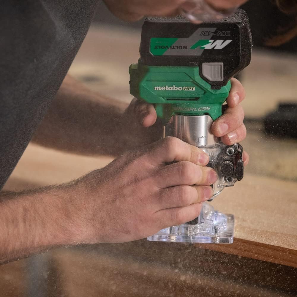 Metabo HPT 18V MultiVolt Cordless Trim Router Tool Only - No Battery Variable Speed Brushless Motor Lifetime Tool Warranty 1 4-Inch and 3 8-Inch Collets Included M1808DAQ49o