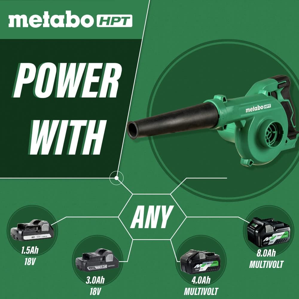 Metabo HPT 18V MultiVolt™ Cordless Li-Ion Compact Blower Tool Only - No Battery Variable Speed 3 Speed Selector to Reduce Fatigue 124 CFM 213 MPH Lifetime Tool Warranty RB18DCQ45