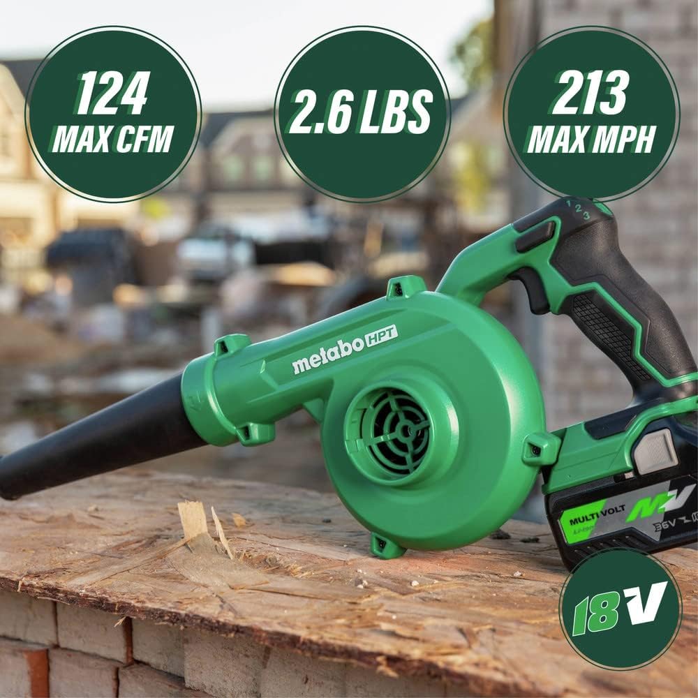 Metabo HPT 18V MultiVolt™ Cordless Li-Ion Compact Blower Tool Only - No Battery Variable Speed 3 Speed Selector to Reduce Fatigue 124 CFM 213 MPH Lifetime Tool Warranty RB18DCQ47