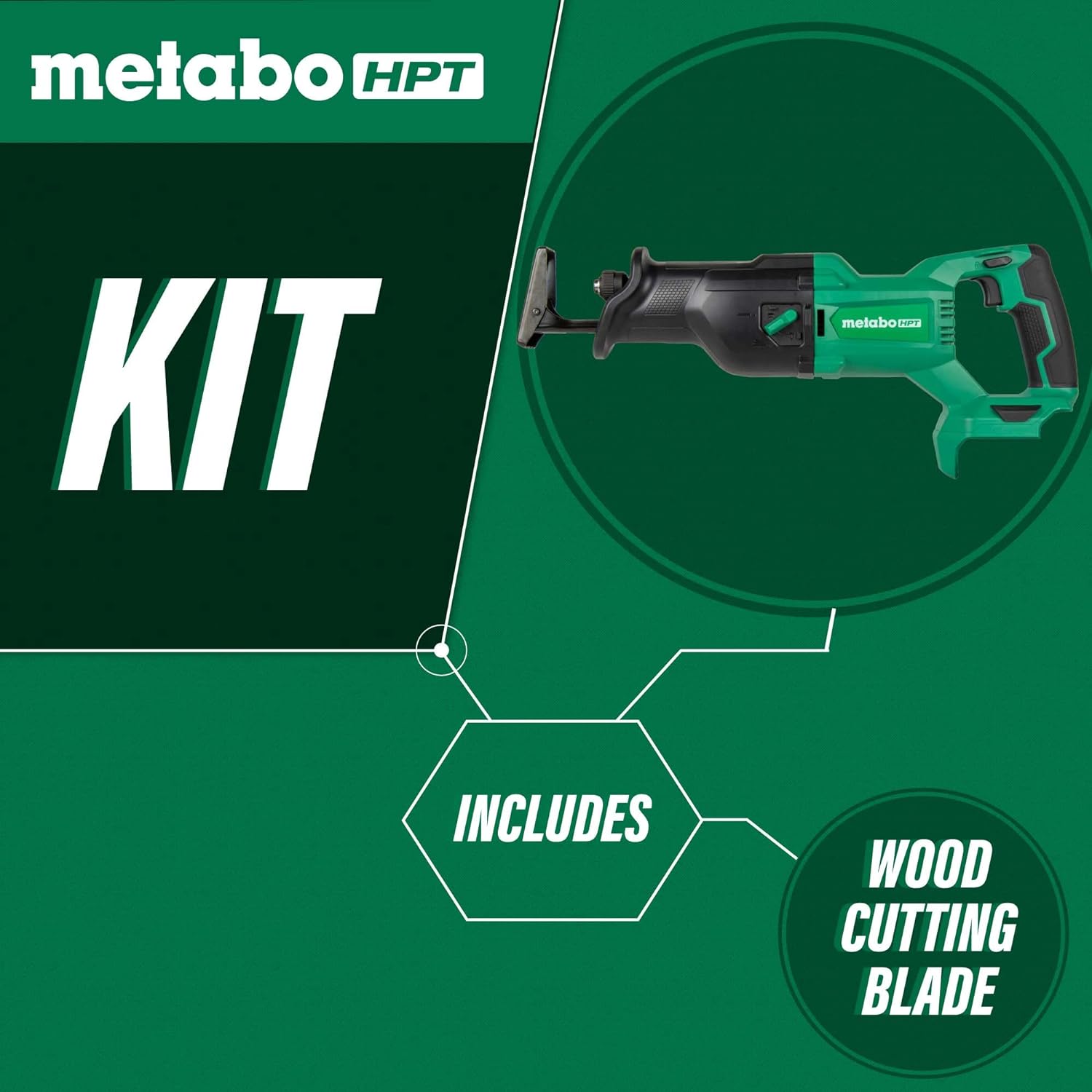 Metabo HPT 18V MultiVolt™ Cordless Reciprocating Saw Tool Only - No Battery Counter-balance Housing Reduces Vibration Orbital Mode CR18DBQ42