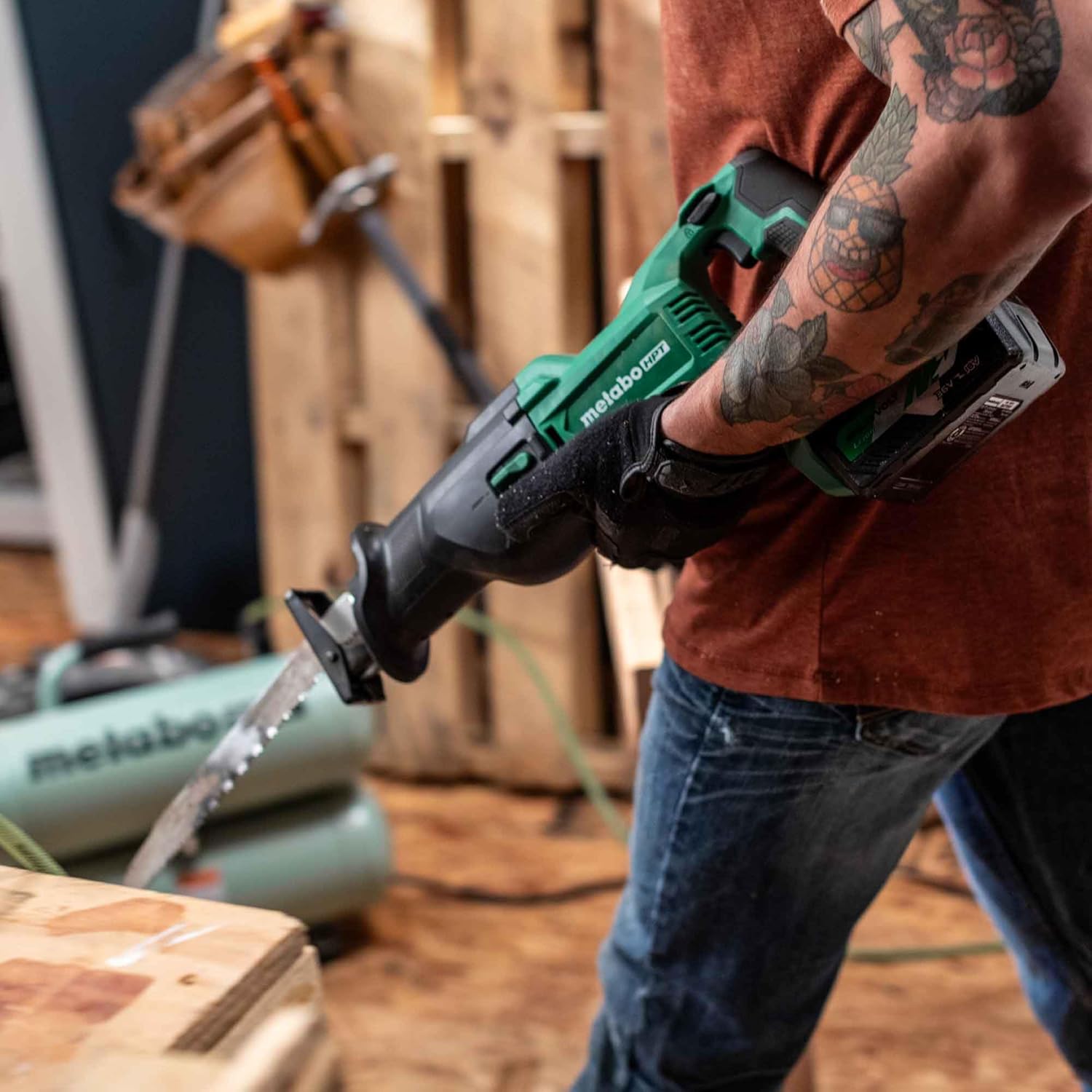 Metabo HPT 18V MultiVolt™ Cordless Reciprocating Saw Tool Only - No Battery Counter-balance Housing Reduces Vibration Orbital Mode CR18DBQ44