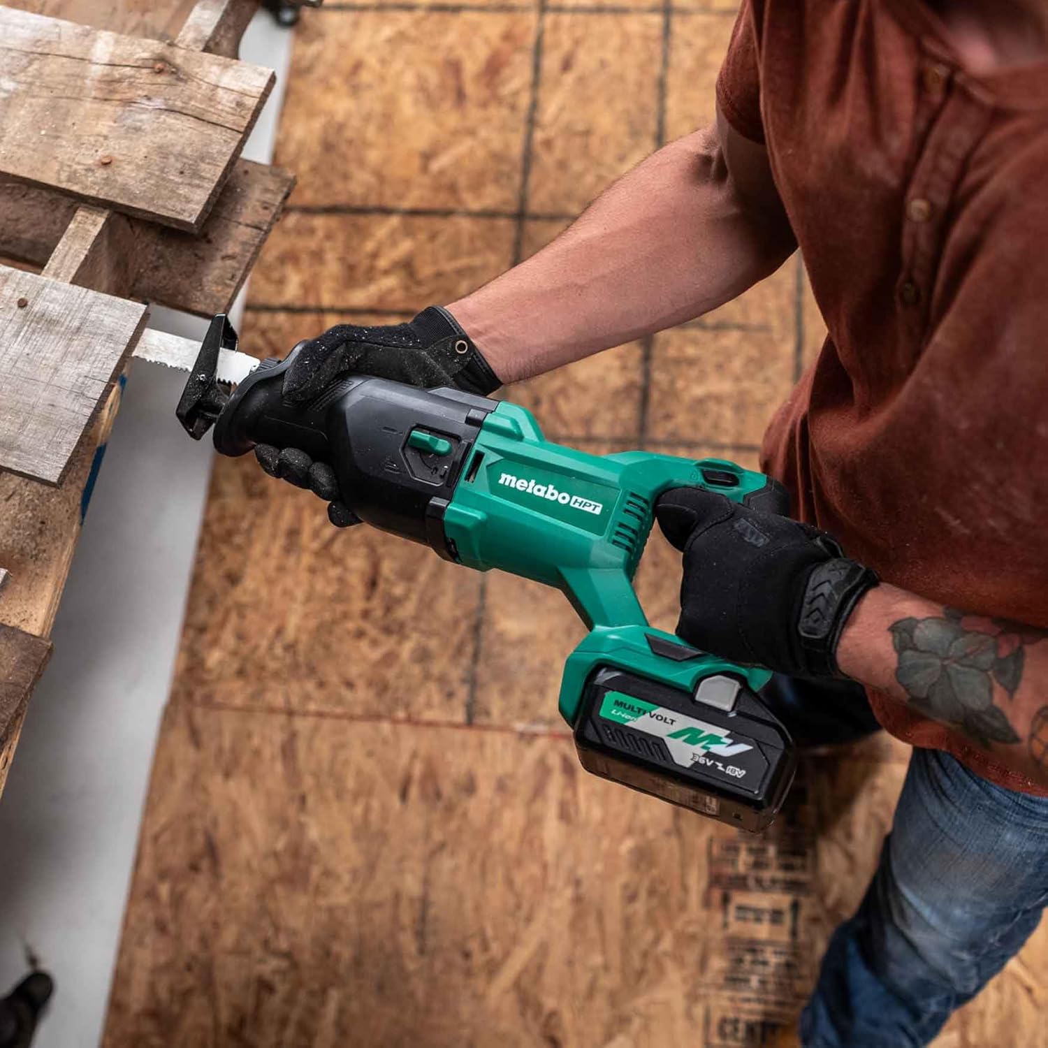 Metabo HPT 18V MultiVolt™ Cordless Reciprocating Saw Tool Only - No Battery Counter-balance Housing Reduces Vibration Orbital Mode CR18DBQ490