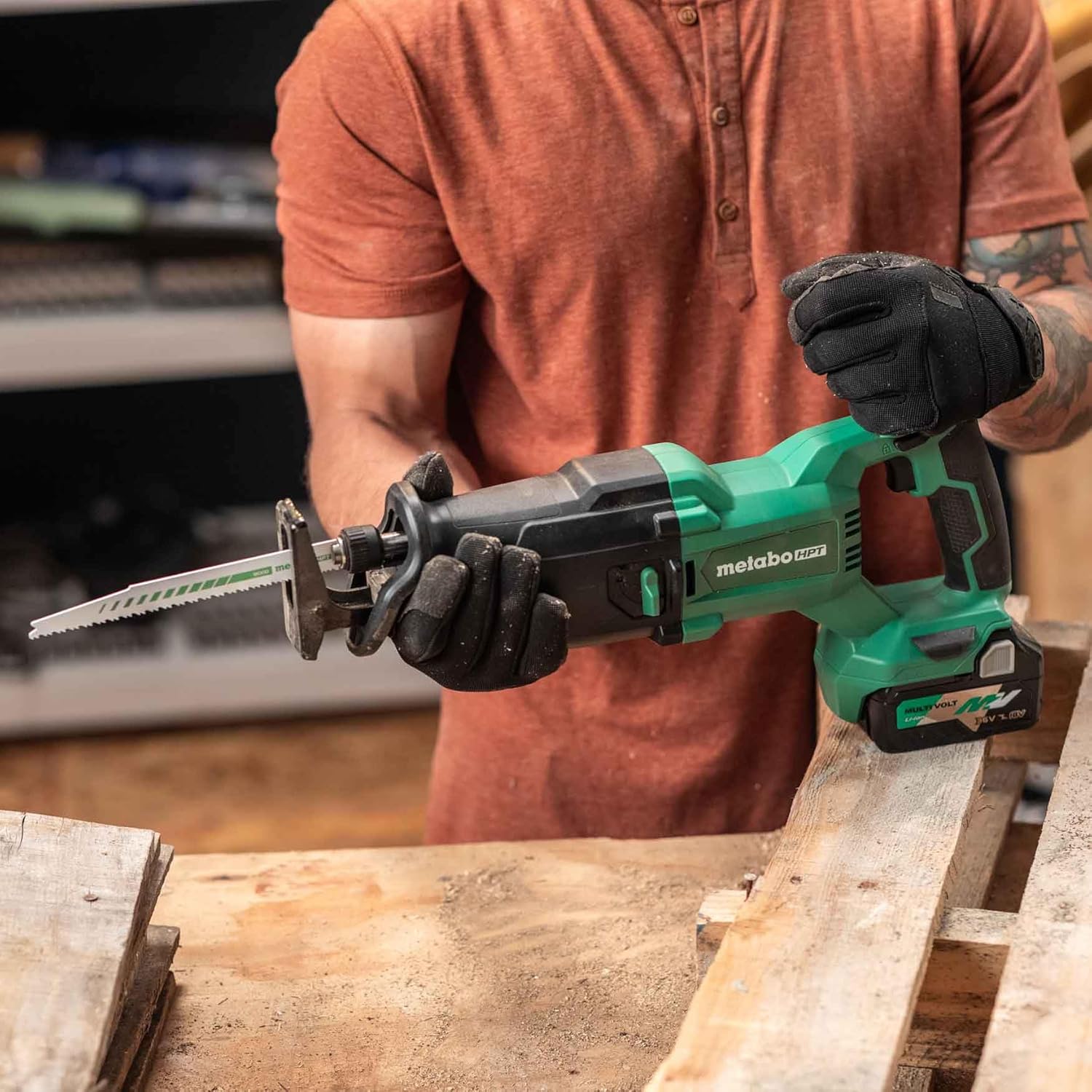 Metabo HPT 18V MultiVolt™ Cordless Reciprocating Saw Tool Only - No Battery Counter-balance Housing Reduces Vibration Orbital Mode CR18DBQ499