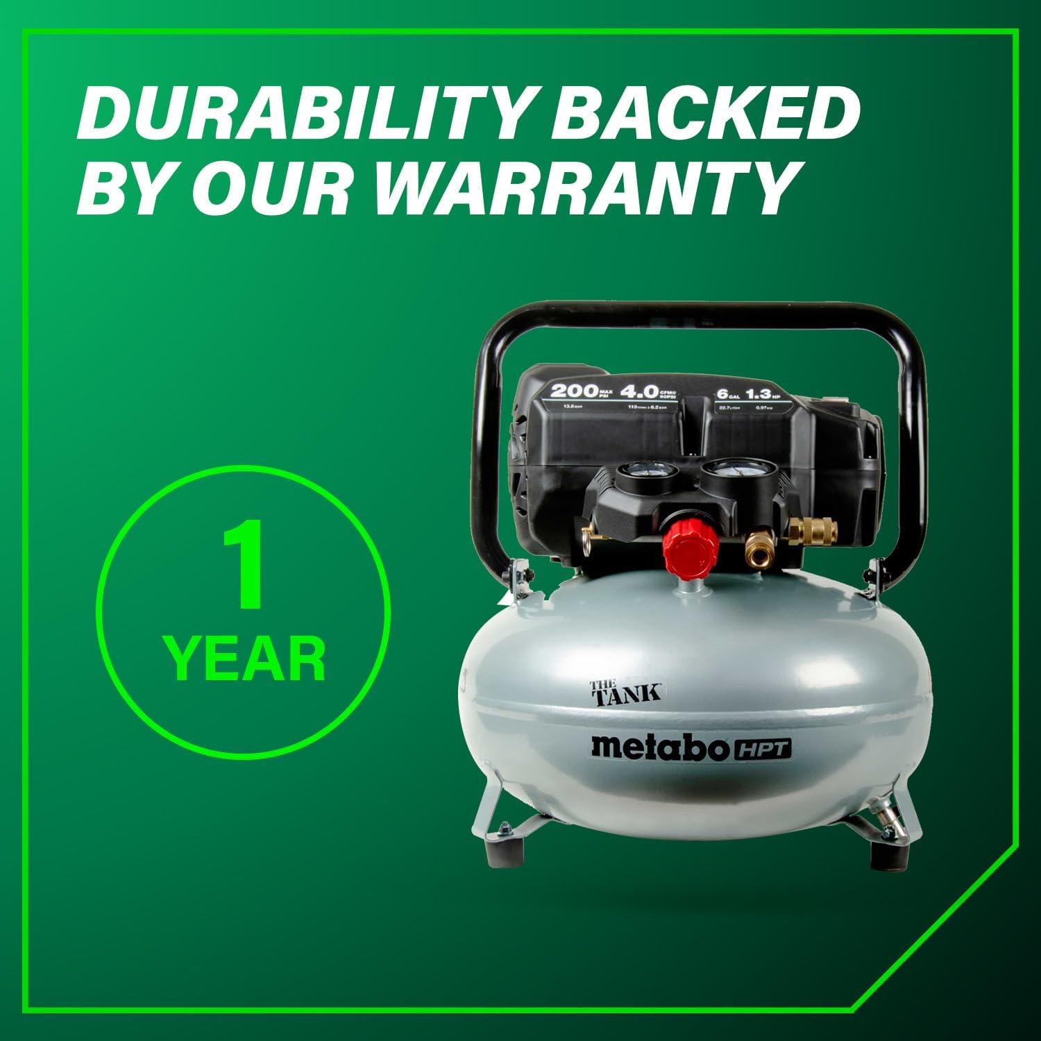 Metabo HPT Air Compressor, THE TANK, Portable Pancake Air Compressor 200 PSI, 6 Gallon Tank, Versatile for Use with Framing, Siding, Finish, Brad or Roofing Nailers, EC914S11
