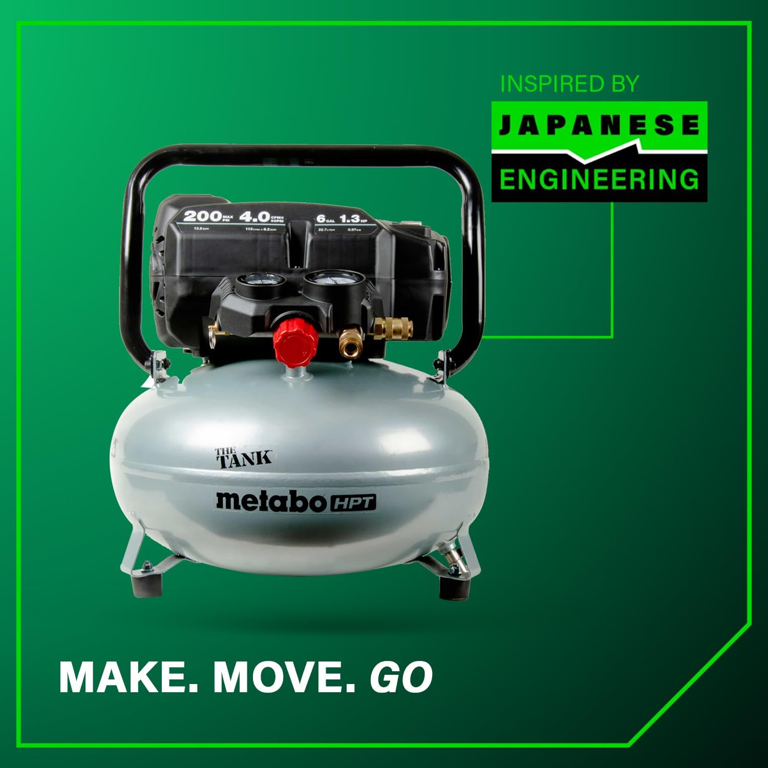 Metabo HPT Air Compressor, THE TANK, Portable Pancake Air Compressor 200 PSI, 6 Gallon Tank, Versatile for Use with Framing, Siding, Finish, Brad or Roofing Nailers, EC914S14
