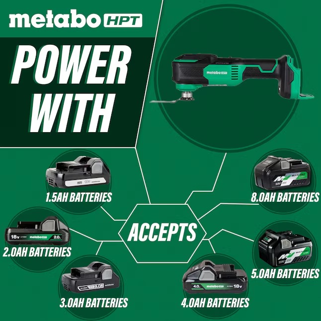 Metabo HPT CV18DAQ4 MultiVolt 18-volt Cordless Brushless Variable 2-Piece Oscillating Multi-Tool (Charger Not Included)3_11zon