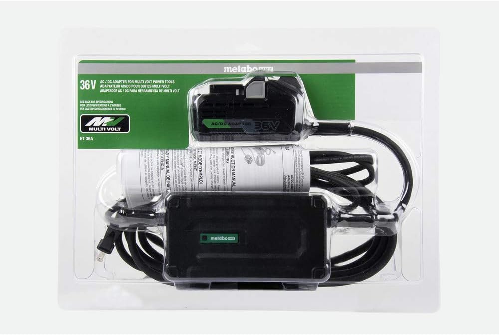 Metabo HPT MultiVolt™ AC Adapter Power Source Option for All 36V Metabo HPT MultiVolt Tools 20 Ft Pivoting Cord Can Be Used with Generators or Long Extension Cords ET36A3